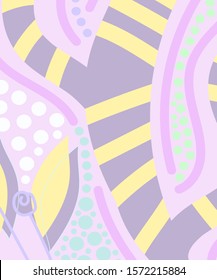 Abstract background artistic header with lines circles and leaves. Silhouettes of plants. Graphic design. Hand drawn texture. Perfect for website, card, poster, cover, invitation, brochure. Vector.