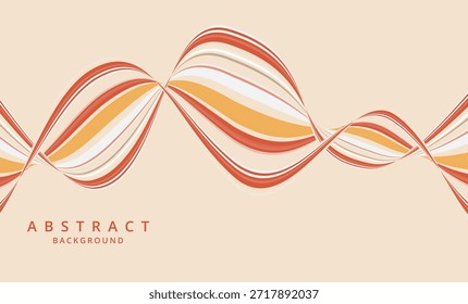 Una obra de arte de fondo abstracto con líneas curvas que fluyen en tonos de naranja, rojo y beige creando un Vector de patrón de onda dinámico