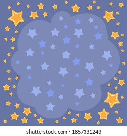 Abstract background. Asterisks. Cartoon flat style. Soft rounded clouds. The composition is in square proportion. Isolated over white background. Illustration vector