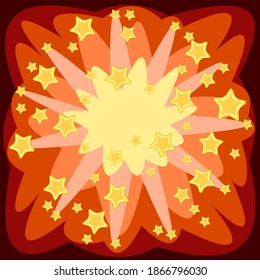 Abstract background. Asterisks. Cartoon flat style. Soft rounded clouds. The composition is in square proportion. Isolated over white background. Illustration vector