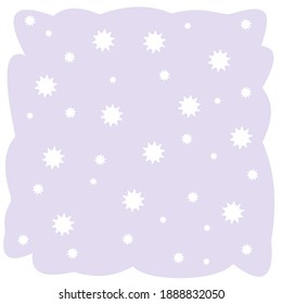 Abstract background. Asterisks. Cartoon flat style. Soft rounded clouds. The composition is in square proportion. Isolated over white background. Illustration vector