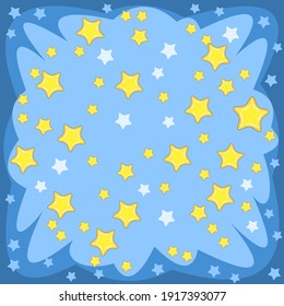 Abstract background. Asterisks. Cartoon flat style. Soft rounded clouds. The composition is in square proportion. Isolated over white background. Illustration vector