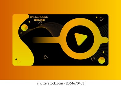 abstract background for audio, curved line element, triangle sign play inside circle