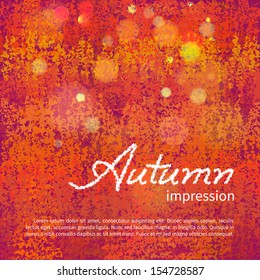 Abstract background in autumn colors with bokeh effect. Vector illustration