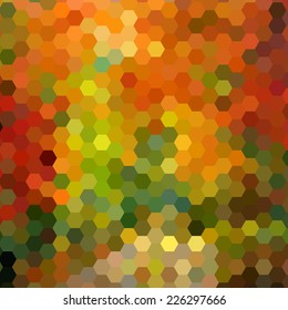 Abstract background in autumn colors shaped honeycombs 