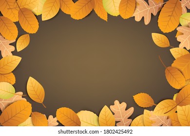 Abstract background autumn dry leaf falling on a brown background, for autumn design element, vector illustration