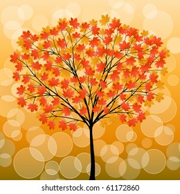 Abstract background with a autumn tree. Vector illustration.