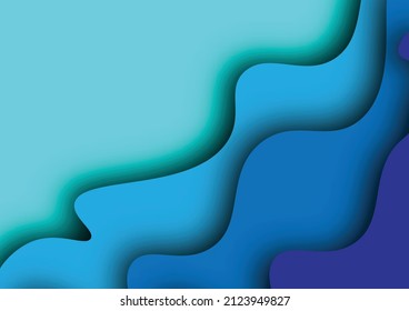 Abstract background backdrop cut paper, Vector design layer layout, Graphic wave curved blue.
