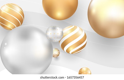 Abstract background with ball. Golden and bubbles.