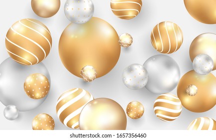 Abstract background with ball. Golden and bubbles.