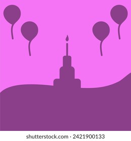 abstract background with balloons and birthday cake decoration