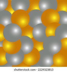 Abstract background of balloons. Gold and silver balls. Vector graphics.