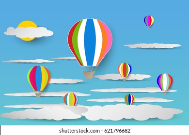Abstract background with balloons on blue sky