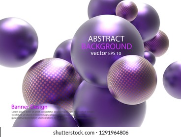  Abstract Background with Balls .Realistic 3d background with spheres .Vector template.