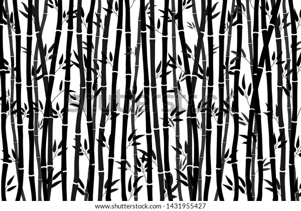 Abstract background\
- bamboo forest. Black drawing of bamboo stalks on a white\
background. Vector\
illustration
