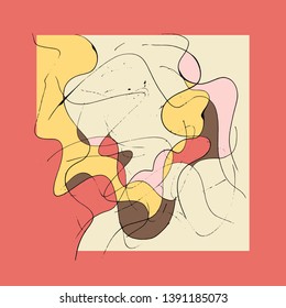 Abstract background banana gum, yellow, pink, red, caramel.