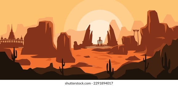 Abstract background in Bangkok summer April 2023 like in the middle of the desert. with higher temperatures from the greenhouse effect. vector illustration and flat design.