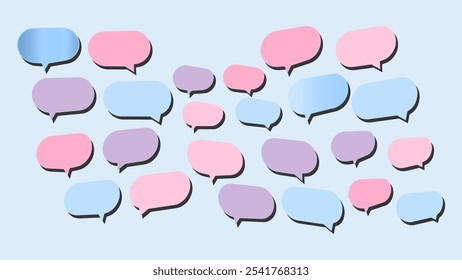 Abstract Background for Banner With 3d Blue Turquoise and Pink Bubble Speech text message Spheres Copy Space for Text