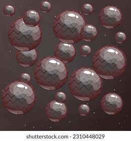Pancarta De Fondo Resumen Paneles Grandes Y Pequeños O Burbujas En Planetas Espaciales Del Cielo Con Estrellas Y Diseño De Vector Oscuro De Niebla