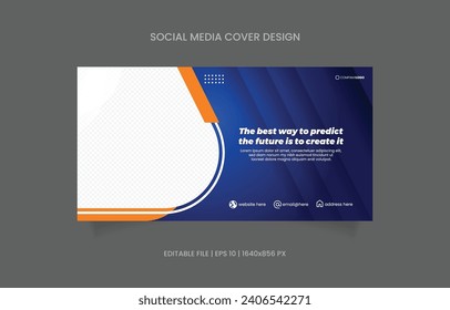 abstract background banner design. business cover social media with image place template design.