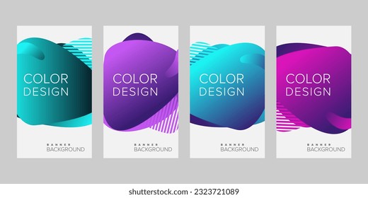 Resumen de fondo de la pancarta diseño de color degradado vector, conjunto de banners verticales