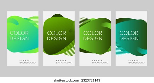 Abstract background banner gradient color design vector, vertical banner set