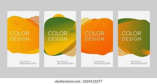 Abstract background banner gradient color design vector, vertical banner set