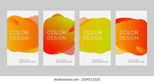 Abstract background banner gradient color design vector, vertical banner set
