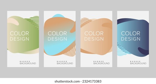Abstract background banner gradient color design vector, vertical banner set