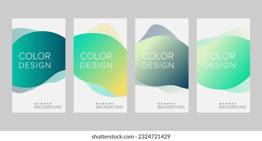 Abstract background banner gradient color design vector, vertical banner set