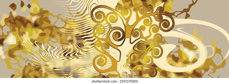 Abstract background banner with Klimt motifs. Suitable for social media posts, mobile applications, banner design and online advertising.