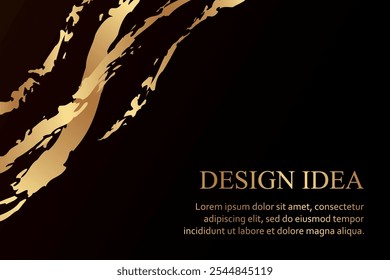 Abstract background for banner or presentation or greeting card with golden paint brush strokes.