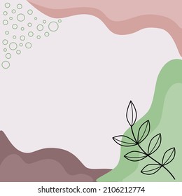 Abstract background, banner, template with leaves. Vector illustration.	