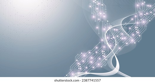Resumen de la plantilla de banner de fondo con textura de placa de circuito de tecnología. Textura moderna de la motherboard electrónica. Concepto de ingeniería y comunicación para cabecera, banner web, sitio web, presentación.