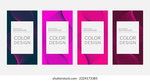 Abstract background banner wave line color design vector, vertical banner set