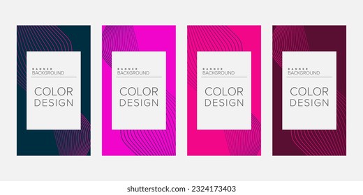 Abstract background banner wave line color design vector, vertical banner set
