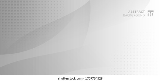 Abstract background banner web template white and gray curve circle with halftone. Vector illustration