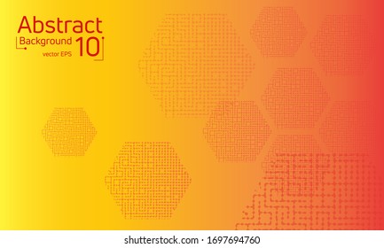 Abstract background for banners, posters, business cards and printing. Beautiful techno pattern in the form of colored lines on a yellow-red background.