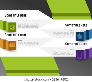 abstract background with banners, stripes and shadows, icons