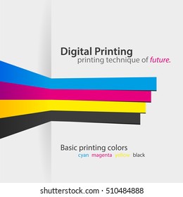 Abstract Background In Basic Printing Colors. Cyan, Magenta, Yellow And Black. Vector Illustration