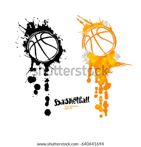 Abstract background, basketball, symbol, grunge ball. Ink brush strokes.Geometric pattern. Print on T-shirt. Dirty artistic design elements.