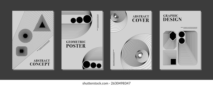 Abstract background  Bauhaus design template layout .  This is a graphic creative template creative vector illustration. black gray.  Design for book cover, brochure, poster, banner, flyer, marketing