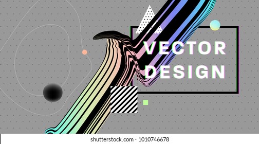 Abstract background with bauhaus, memphis, glitch and hipster style graphic geometric elements. Applicable for placards, brochures, posters, covers and banners. Vector illustrations.