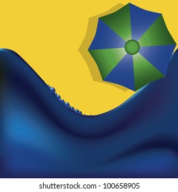 Abstract background. Beach, sea, umbrella. Vector illustration