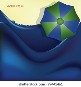 Abstract background. Beach, sea, umbrella. Vector illustration