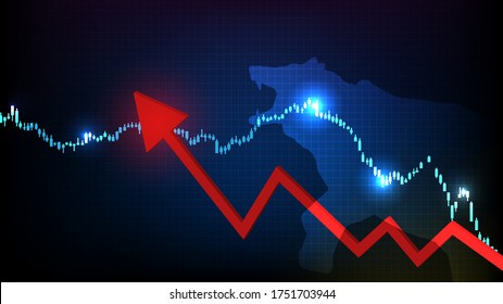 abstract background of bear of bearish stock market exchange graph down, investment trading vector design