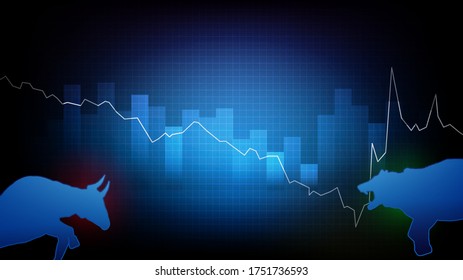 abstract background of bear versus bull stock market exchange with graph , investment trading vector design