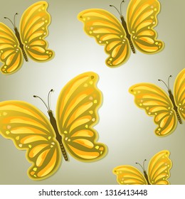 Abstract background of beautiful bright colorful butterflies with shadow. Vector illustration