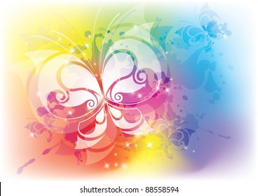 abstract background with a beautiful butterfly, vector