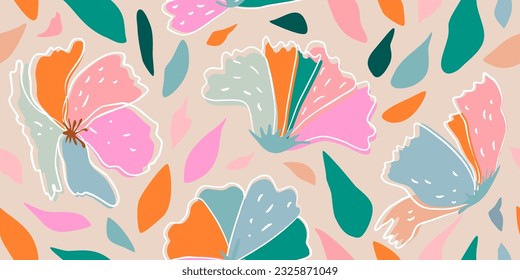 Abstract background with beautiful colorful flowers.Background for design textile, covers, promotional materials and more.Vector illustration.